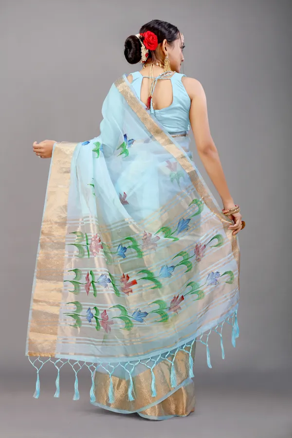 BLUE_WOVEN_WORK_ORGANZA_SAREE